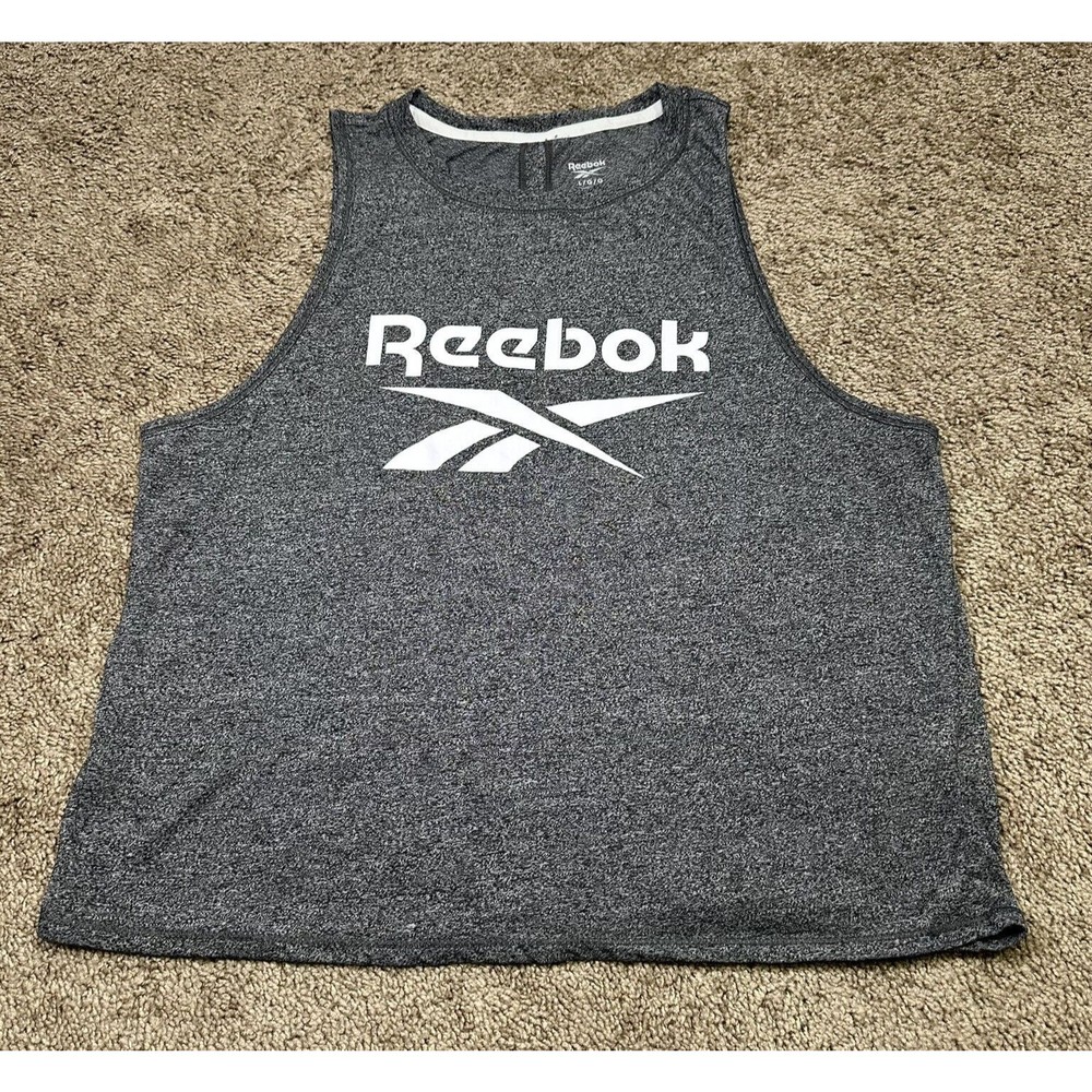 Reebok Tank Top Shirt Women’s Large Gray Sleeveless Cropped Top Activewear